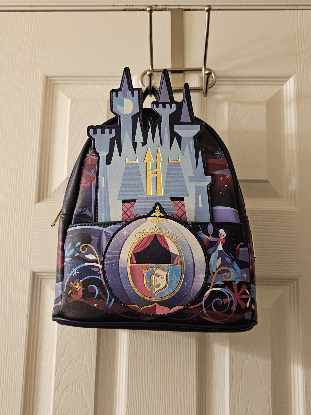 Loungefly Black Purple Blue Castle Carriage Mini Backpack